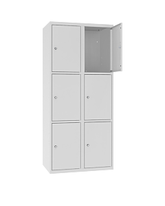 Metalen locker met 6 vakken - H.180 x B.60 cm Lichtgrijs (RAL7035) Lichtgrijs (RAL7035)