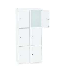 Metalen locker met 6 vakken - H.180 x B.60 cm Zuiver wit (RAL9010) Zuiver wit (RAL9010)