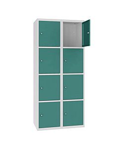 Metalen locker met 8 vakken - H.180 x B.60 cm Lichtgrijs (RAL7035) Mintturquoise (RAL6033)