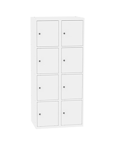 Metalen locker met 8 vakken - H.180 x B.60 cm Zuiver wit (RAL9010) Zuiver wit (RAL9010)