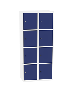 Metalen locker met 8 vakken - H.180 x B.60 cm Zuiver wit (RAL9010) Gentiaanblauw (RAL5010)