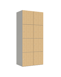 HPL locker met 8 brede vakken - H.180 x B.80 cm Grijs (0149) Eiken (C102)