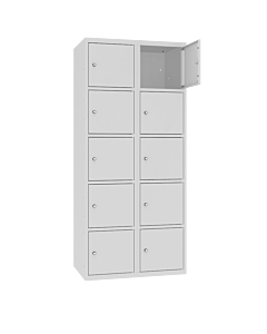 Metalen locker met 10 vakken - H.180 x B.80 cm Lichtgrijs (RAL7035) Lichtgrijs (RAL7035)