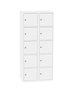 Metalen locker met 10 vakken - H.180 x B.80 cm Zuiver wit (RAL9010) Zuiver wit (RAL9010)