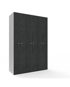 HPL Z locker voor 6 personen - breed model - H.180 x B.120 cm (Staal + HPL) Lichtgrijs (RAL7035) Beton (B041)