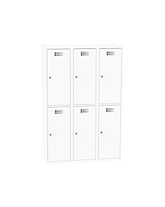 Halfhoge locker voor 6 personen met legbord en kledingroede + 3 kledinghaken - breed model - H.180 x B.120 cm Zuiver wit (RAL9010) Zuiver wit (RAL9010)