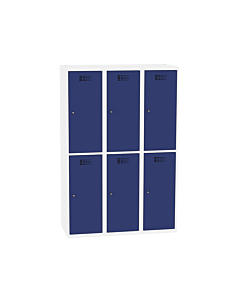 Halfhoge locker voor 6 personen met legbord en kledingroede + 3 kledinghaken - breed model - H.180 x B.120 cm Zuiver wit (RAL9010) Gentiaanblauw (RAL5010)