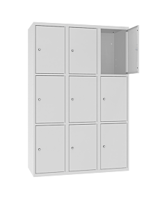 Metalen locker met 9 vakken - H.180 x B.90 cm Lichtgrijs (RAL7035) Lichtgrijs (RAL7035)
