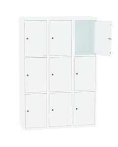 Metalen locker met 9 vakken - H.180 x B.90 cm Zuiver wit (RAL9010) Zuiver wit (RAL9010)