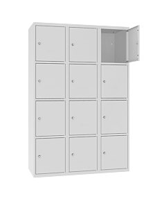Metalen locker met 12 vakken - H.180 x B.120 cm Lichtgrijs (RAL7035) Lichtgrijs (RAL7035)