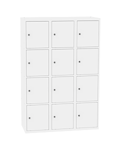Metalen locker met 12 vakken - H.180 x B.120 cm Zuiver wit (RAL9010) Zuiver wit (RAL9010)