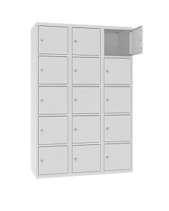 Metalen locker met 15 vakken - H.180 x B.90 cm Lichtgrijs (RAL7035) Lichtgrijs (RAL7035)