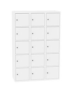 Metalen locker met 15 vakken - H.180 x B.120 cm Zuiver wit (RAL9010) Zuiver wit (RAL9010)