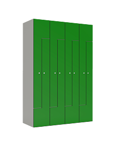 HPL Z locker voor 6 personen - breed model - H.180 x B.120 cm Grijs (0149) Groen (V109)