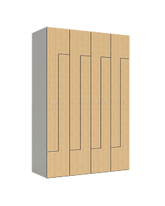 HPL Z locker voor 6 personen - breed model - H.180 x B.120 cm Grijs (0149) Eiken (C102)