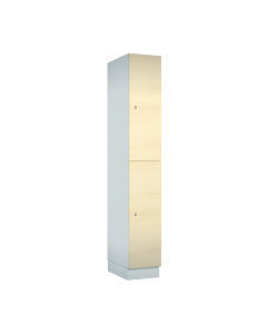 Halfhoge lockerkast voor 2 personen - decor (gemelamineerd spaanplaat) - H.190 x B.30 cm Wit W980 Mainau Berk H1733