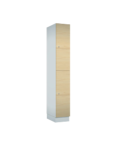 Halfhoge lockerkast voor 2 personen - decor (gemelamineerd spaanplaat) - H.190 x B.30 cm Wit W980 Mandal Esdoorn H3840