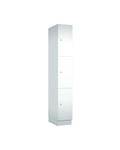 Houten locker met 3 vakken - wit (gemelamineerd spaanplaat) - H.190 x B.30 cm