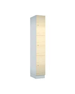 Houten locker met 3 vakken - decor (gemelamineerd spaanplaat) - H.190 x B.30 cm Wit W980 Mainau Berk H1733