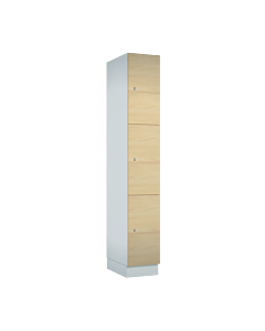 Houten locker met 3 vakken - decor (gemelamineerd spaanplaat) - H.190 x B.30 cm Wit W980 Mandal Esdoorn H3840