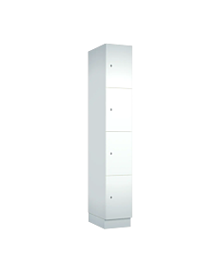 Houten locker met 4 vakken - wit (gemelamineerd spaanplaat) - H.190 x B.30 cm