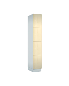 Houten locker met 4 vakken - decor (gemelamineerd spaanplaat) - H.190 x B.30 cm Wit W980 Mainau Berk H1733