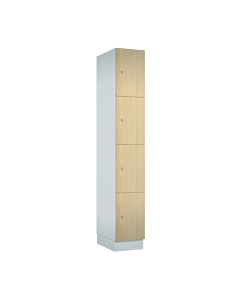 Houten locker met 4 vakken - decor (gemelamineerd spaanplaat) - H.190 x B.30 cm Wit W980 Mandal Esdoorn H3840