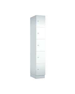 Houten locker met 5 vakken - wit (gemelamineerd spaanplaat) - H.190 x B.30 cm
