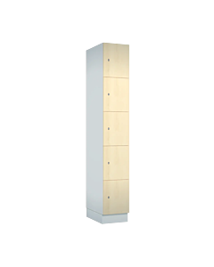 Houten locker met 5 vakken - decor (gemelamineerd spaanplaat) - H.190 x B.30 cm Wit W980 Mainau Berk H1733