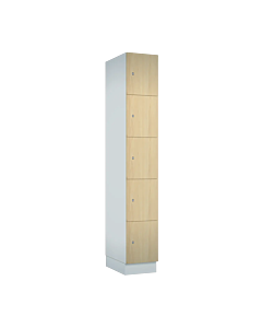 Houten locker met 5 vakken - decor (gemelamineerd spaanplaat) - H.190 x B.30 cm Wit W980 Mandal Esdoorn H3840