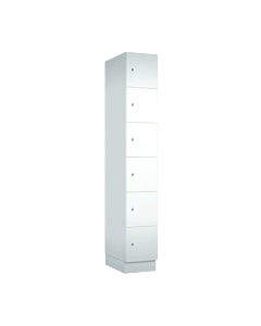 Houten locker met 6 vakken - wit (gemelamineerd spaanplaat) - H.190 x B.30 cm