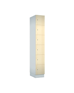 Houten locker met 6 vakken - decor (gemelamineerd spaanplaat) - H.190 x B.30 cm Wit W980 Mainau Berk H1733
