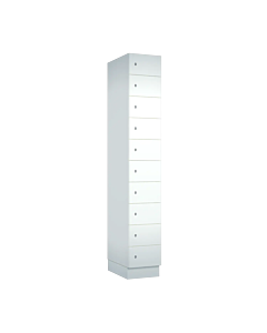 Houten locker met 10 smalle vakken - wit (gemelamineerd spaanplaat) - H.190 x B.30 cm