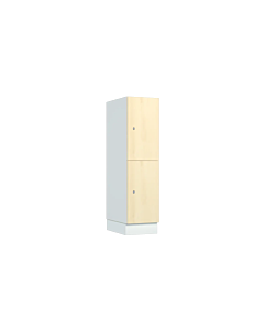 Houten kledinglocker laag model voor 2 personen - decor (gemelamineerd spaanplaat) - H.120 x B.30 cm Wit W980 Mainau Berk H1733