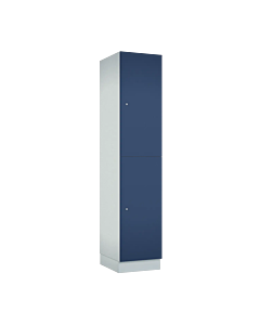 Halfhoge lockerkast voor 2 personen - breed model - decor (gemelamineerd spaanplaat) - H.190 x B.40 cm Wit W980 Kosmisch blauw U504