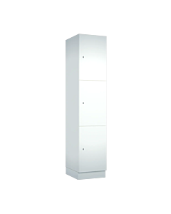 Houten locker met 3 vakken - breed model - wit (gemelamineerd spaanplaat) - H.190 x B.40 cm