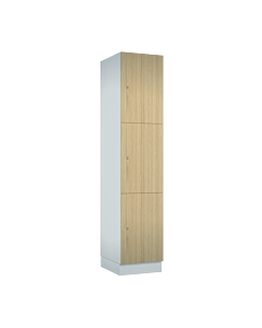 Houten locker met 3 vakken - breed model - decor (gemelamineerd spaanplaat) - H.190 x B.40 cm Wit W980 Vicenza Eik H3157