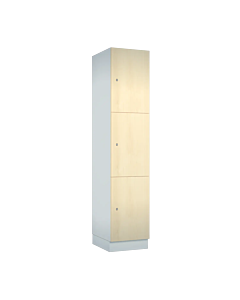 Houten locker met 3 vakken - breed model - decor (gemelamineerd spaanplaat) - H.190 x B.40 cm Wit W980 Mainau Berk H1733