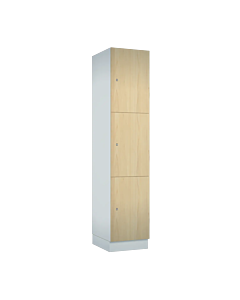 Houten locker met 3 vakken - breed model - decor (gemelamineerd spaanplaat) - H.190 x B.40 cm Wit W980 Mandal Esdoorn H3840