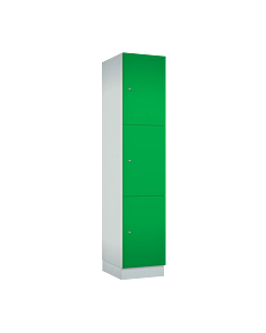 Houten locker met 3 vakken - breed model - decor (gemelamineerd spaanplaat) - H.190 x B.40 cm Wit W980 Meigroen U600