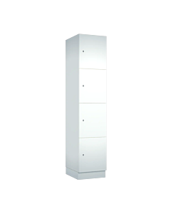 Houten locker met 4 vakken - breed model - wit (gemelamineerd spaanplaat) - H.190 x B.40 cm