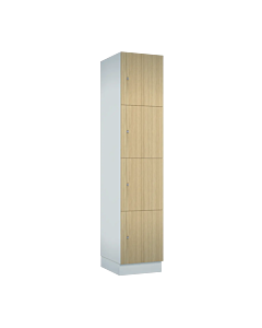 Houten locker met 4 vakken - breed model - decor (gemelamineerd spaanplaat) - H.190 x B.40 cm Wit W980 Vicenza Eik H3157