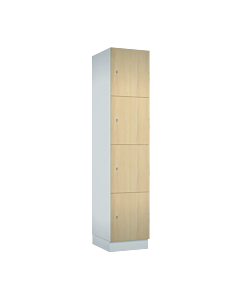 Houten locker met 4 vakken - breed model - decor (gemelamineerd spaanplaat) - H.190 x B.40 cm Wit W980 Mandal Esdoorn H3840