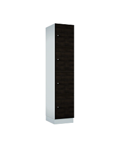 Houten locker met 4 vakken - breed model - decor (gemelamineerd spaanplaat) - H.190 x B.40 cm Wit W980 Sorano Eik Zwartbruin H1137