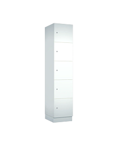 Houten locker met 5 vakken - breed model - wit (gemelamineerd spaanplaat) - H.190 x B.40 cm