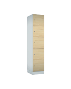 Houten locker met 5 vakken - breed model - decor (gemelamineerd spaanplaat) - H.190 x B.40 cm Wit W980 Mandal Esdoorn H3840