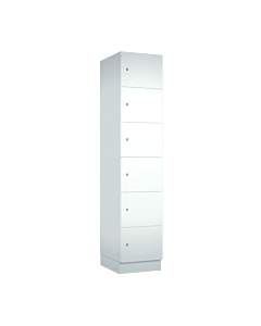 Houten locker met 6 vakken - breed model - wit (gemelamineerd spaanplaat) - H.190 x B.40 cm