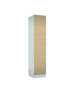 Houten locker met 6 vakken - breed model - decor (gemelamineerd spaanplaat) - H.190 x B.40 cm Wit W980 Vicenza Eik H3157