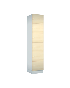 Houten locker met 6 vakken - breed model - decor (gemelamineerd spaanplaat) - H.190 x B.40 cm Wit W980 Mainau Berk H1733