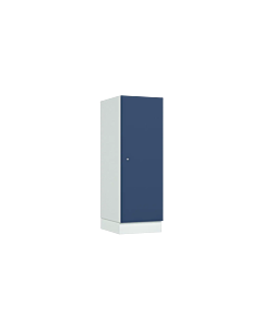 Houten kledinglocker laag model  voor 1 persoon - decor (gemelamineerd spaanplaat) - H.120 x B.40 cm Wit W980 Kosmisch blauw U504